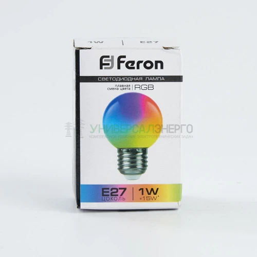 Лампа светодиодная Feron LB-37 Шарик матовый E27 1W RGB плавная сменая цвета 38116 фото 7