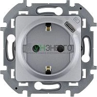 Розетка 1-м СП Inspiria 16А IP20 250В 2P+E немецк. стандарт с заряд. устр. USB тип C 1.5А 5В механизм алюм. IEK 673772 Розетка 1-м СП Inspiria 16А IP20 250В 2P+E немецк. стандарт с заряд. устр. USB тип C 1.5А 5В механизм алюм. IEK 673772