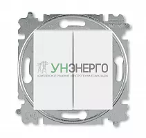 Выключатель кнопочный 2-кл. СП Levit IP20 бел./ледяной ABB 2CHH598745A6001