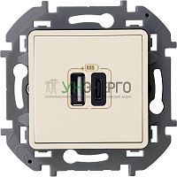 Устройство зарядное Inspiria с 2-мя USB разьемами A и C 240В/5В 3000мА сл. кость IEK 673761