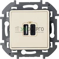 Устройство зарядное Inspiria с 2-мя USB разьемами A и C 240В/5В 3000мА сл. кость IEK 673761 Устройство зарядное Inspiria с 2-мя USB разьемами A и C 240В/5В 3000мА сл. кость IEK 673761
