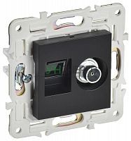 Розетка двойная TV+RJ45 кат.6E SKANDY SK-A15Bl черн. IEK SK-AK20-2-K02