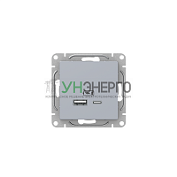 Розетка СП Эпика USB-A+С механизм алюм. EKF UP1-SOA-USBA+USBC Розетка СП Эпика USB-A+С механизм алюм. EKF UP1-SOA-USBA+USBC