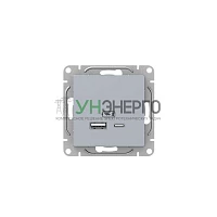 Розетка СП Эпика USB-A+С механизм алюм. EKF UP1-SOA-USBA+USBC Розетка СП Эпика USB-A+С механизм алюм. EKF UP1-SOA-USBA+USBC