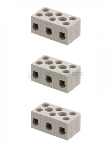 Керамический блок зажимов 10 Ампер 3 пары контактов с крепежным отверстием TDM фото 2