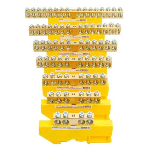 Шина "PE" STEKKER на изоляторе 8*12 на DIN-рейку 14 выводов, желтый, LD555-812-14 49556 фото 4