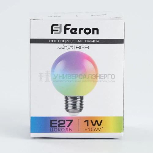 Лампа светодиодная Feron LB-37 Шарик матовый E27 1W RGB быстрая смена цвета 38126 фото 7