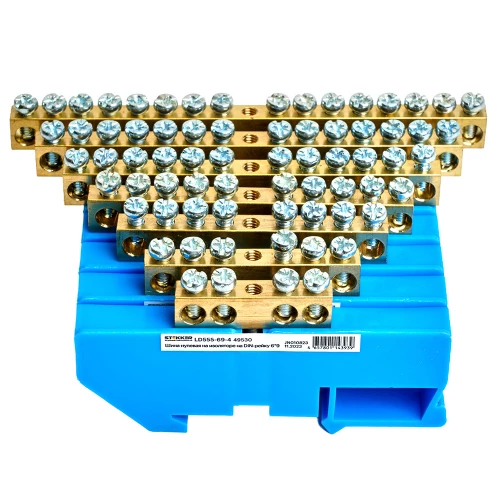 Шина"N" на изоляторе STEKKER 6*9 на DIN-рейку 16 выводов, синий, LD555-69-16 49536 фото 5