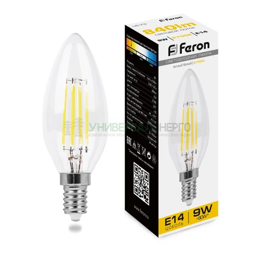 Лампа светодиодная Feron LB-73 Свеча E14 9W 2700K 25956