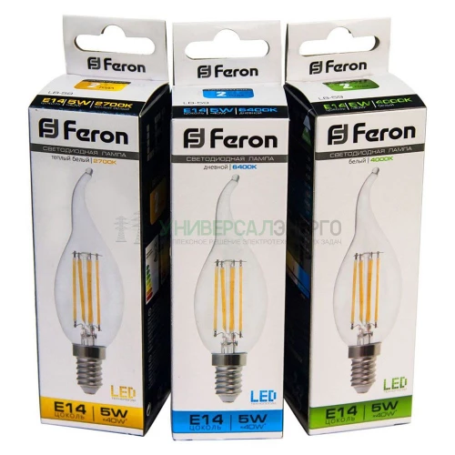 Лампа светодиодная Feron LB-59 Свеча на ветру E14 5W 2700K 25575 фото 2