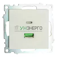 Розетка USB 2-местная + type C (механизм), STEKKER GLS10-7116-01, 250В, 3А, max 20W, серия Катрин, белый 50051