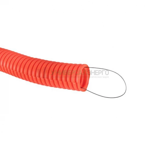 Труба гофрированная ПНД гибкая тяжелая d50мм с протяжкой оранж. (уп.15м) PROxima EKF tpnd-50-to фото 2