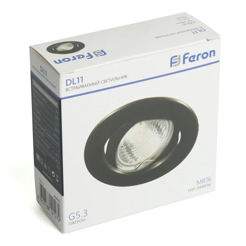 Светильник потолочный встраиваемый Feron DL11 MR16 50W G5.3 чёрный матовый 48466 фото 2