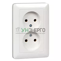 Розетка 2-м СП Хит 16А IP21 250В без заземл. без защ. шторок бел. SE RS16-235-B