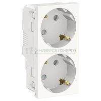 Розетка 2-м Unica Modular 16А IP44 с заземл. защ. шторки винт. клеммы бел. SchE NU306718A