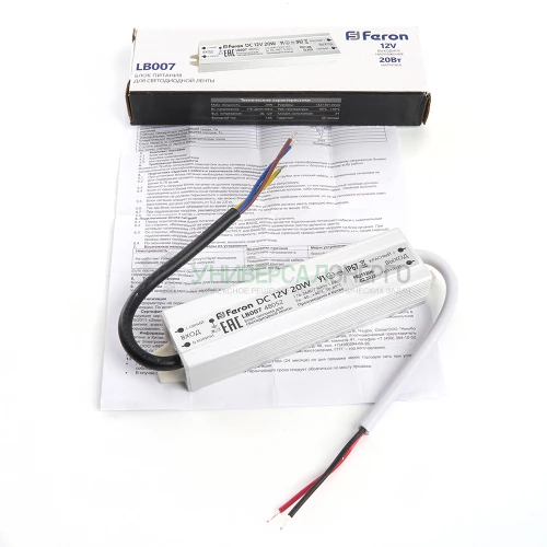 Трансформатор электронный для светодиодной ленты 20W 12V IP67 (драйвер), LB007 FERON 48052 фото 4