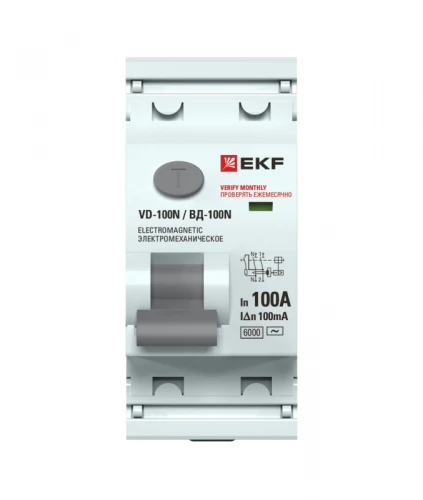 Выключатель дифференциального тока 2п 100А 100мА тип A 6кА ВД-100N электромех. PROxima EKF E1026MA100100 фото 2