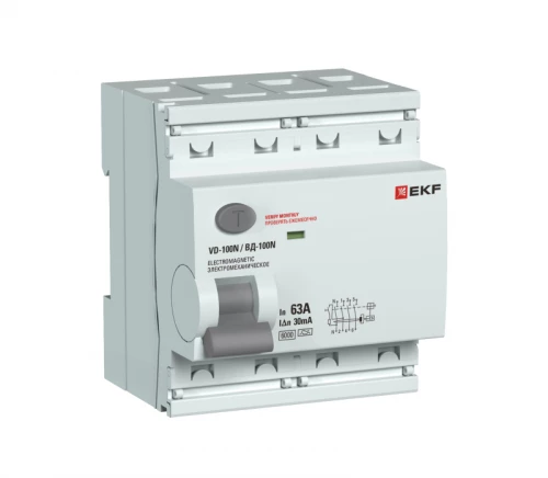Выключатель дифференциального тока 4п 63А 30мА тип A 6кА ВД-100N электромех. PROxima EKF E1046MA6330 фото 3
