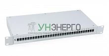 Кросс бокс оптический FO-19-32SC 19дюйм на 32 SC LC duplex со сплайс-кассетой и КДЗС без пигтейлов и проходных адаптеров Cabeus 7935c