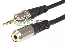 Шнур 3.5 Stereo Plug - 3.5 Stereo Jack 5м (GOLD) металл Rexant 17-4026