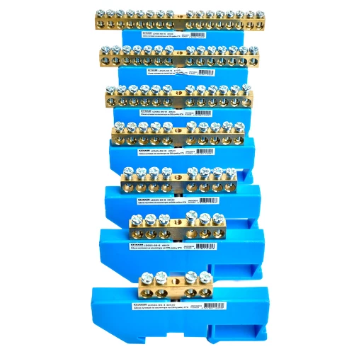 Шина"N" на изоляторе STEKKER 6*9 на DIN-рейку 16 выводов, синий, LD555-69-16 49536 фото 4