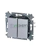 Выключатель 2-кл. СП Levit IP20 серебр./дым. черн. ABB 2CHH590545A6070