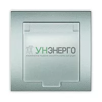 Розетка 1-м СП Афина 16А IP20 с заземл. с крышкой в сборе серебр. Universal A0029-S