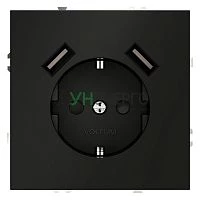 Розетка 1-м СП S70 16А с USB A+A с заземл. защ. шторки механизм черн. матов. Voltum VLS040408