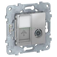 Механизм розетки TV UNICA NEW одиночная + комп. RJ45 кат.6 UTP алюм. SchE NU547030