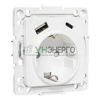 Розетка 1-м СП Стокгольм 16А USB A+C с заземл. защ. шторки винтов. клеммы механизм бел. EKF EYR16-2USB-typeA-typeC