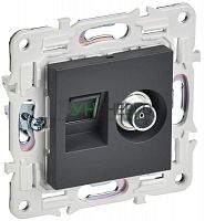 Розетка двойная TV+RJ45 кат.5E SKANDY SK-A14T титан IEK SK-AK20-1-K48