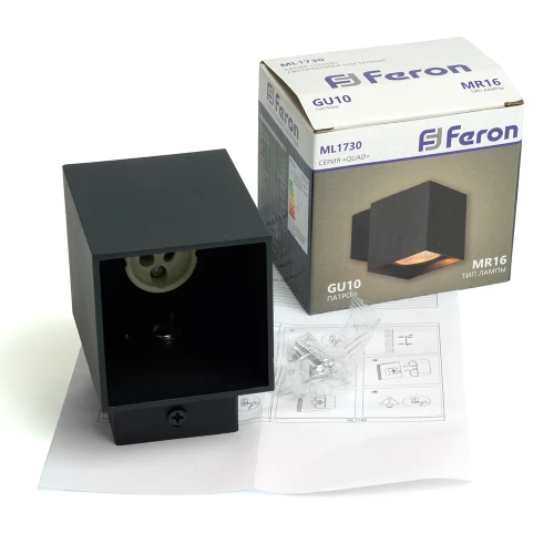 Светильник  настенный Feron ML1730 QUAD   MR16 35W, 230V, GU10,  чёрный IP20 48429 фото 7