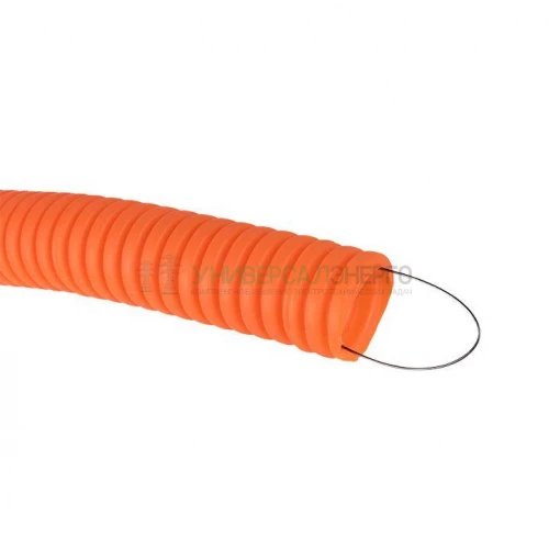 Труба гофрированная ПНД гибкая тяжелая d25мм с протяжкой оранж. (уп.50м) PROxima EKF tpnd-25-to фото 2