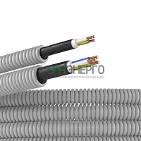 Труба гофрированная ПВХ гибкая d16мм с кабелем ВВГнг(А)-LS 3х2.5 РЭК ГОСТ+ сер. (уп.50м) DKC 9S91650