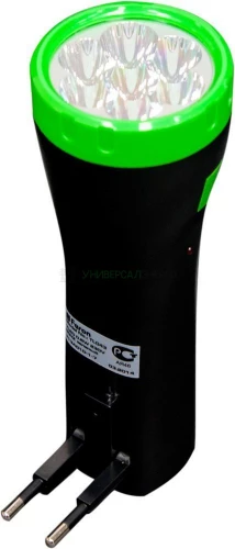 Фонарь аккумуляторный ручной  7LED 0.6W со встроенной вилкой для зарядки, зеленый, TL043 12958 фото 2