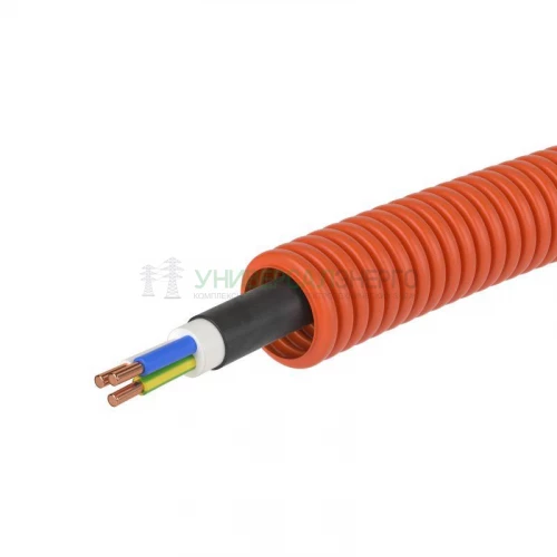Труба гофрированная ПНД гибкая d16мм с кабелем ВВГнг(А)-LS 3х1.5 РЭК ГОСТ+ оранж. (уп.100м) DKC 7L916100 фото 3