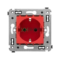 Розетка 1-м СП 2мод. Avanti "Красный квадрат" 16А IP20 2P+E защ. шторки красн. DKC 4401003