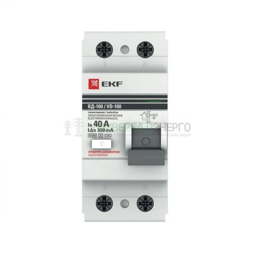 Выключатель дифференциального тока (УЗО) 2п 40А 300мА тип AC ВД-100 (электромех.) PROxima EKF elcb-2-40-300S-em-pro фото 3
