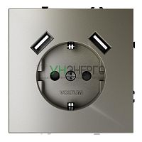 Розетка 1-м СП S70 16А с USB A+A с заземл. защ. шторки механизм шелк Voltum VLS040404 Розетка 1-м СП S70 16А с USB A+A с заземл. защ. шторки механизм шелк Voltum VLS040404