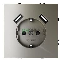 Розетка 1-м СП S70 16А с USB A+A с заземл. защ. шторки механизм шелк Voltum VLS040404