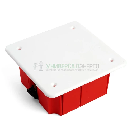 Коробка монтажная для полых стен, с пластиковыми зажимами, с крышкой, 92*92*45мм STEKKER EBX30-02-1-20-92, красный 49007 фото 6