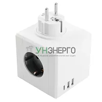 Разветвитель сетевой 3-местный с/з STEKKER ADP16-23-21, 250V, 16A, ABS пластик, белый 49231