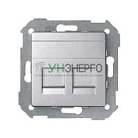Адаптер на 2 RJ45 коннектора Simon82 защ. шторки матов. алюм. Simon 82006-93