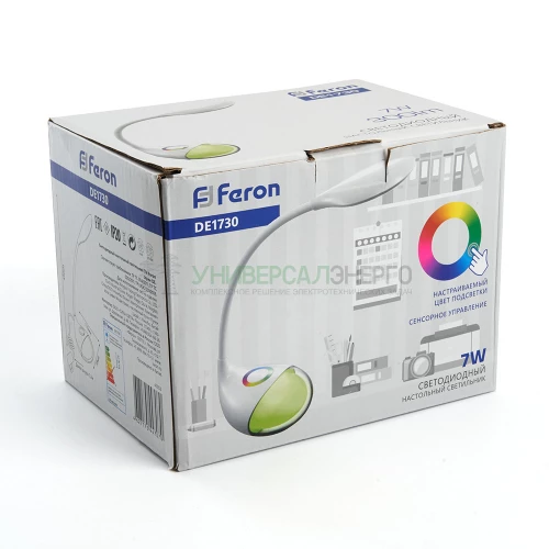 Настольный светодиодный светильник Feron DE1730  7W, 6000-6500K, 100-240V, белый 41553 фото 3