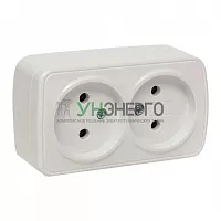 Розетка 2-м ОП Минск 10А IP20 без заземл. бел. Basic EKF EGR10-102-10