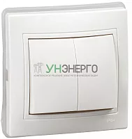 Выключатель 2-кл. СП Кварта ВС10-2-0-КБ-44 10А IP44 бел. IEK KV-V20-10-44-K01