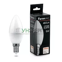 Лампа светодиодная Feron.PRO LB-1306 Свеча E14 6W 2700K 38044