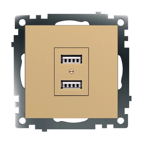 Розетка 2-местная USB (механизм), STEKKER, GLS10-7115-08, 250В, 2,1А, серия Катрин, золото 49229