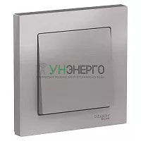 Выключатель 1-кл. СП AtlasDesign 10А IP20 (сх. 1) 10AX в сборе алюм. SE ATN000312