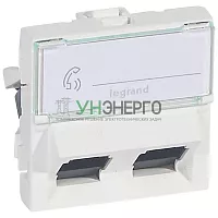 Механизм розетки компьютерной СП 2мод. Mosaic RJ45 кат.6 UTP 45град. бел. Leg 076504